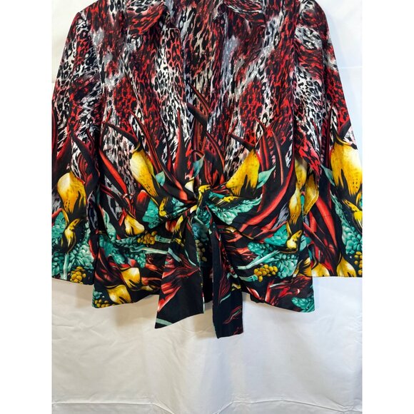 Mischa tie front bold colorful women size large cotton light jacket cover layer - Picture 4 of 9